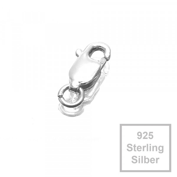 1x Sterling Silber 13,7mm Design Karabinerhaken 925 silberfarben mit einem Biegering - 925er Schmuckzubehör - Leisure-Beads DIY