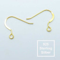 2x vergoldete 925 Sterling Silber Ohrhaken 16x18mm - Schmuckzubehör