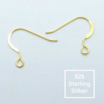 2x vergoldete 925 Sterling Silber Ohrhaken 16x18mm - Schmuckzubehör