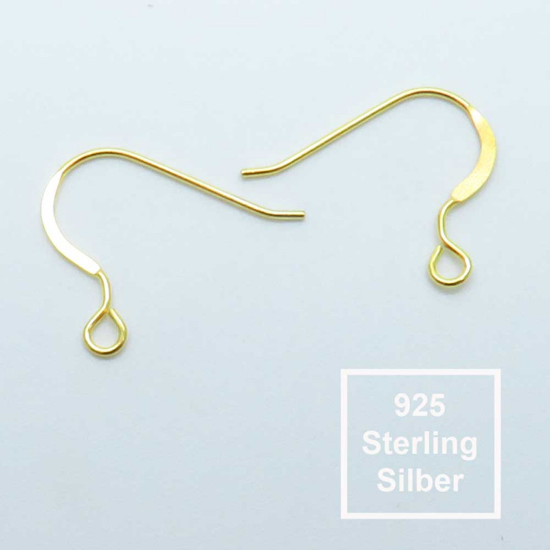 2x vergoldete 925 Sterling Silber Ohrhaken 16x18mm - Schmuckzubehör - Leisure-Beads DIY