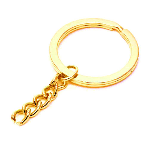 Leisure-Beads - Schlüsselring goldfarben 30mm mit Kette II. Wahl - Schmuckzubehör