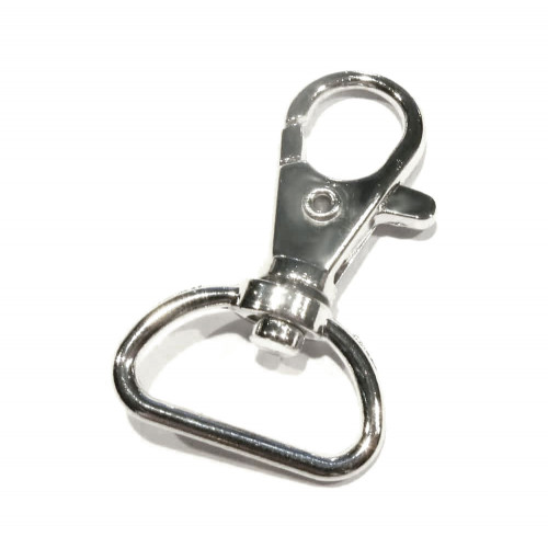 Leisure-Beads - 1x silberfarben Karabinerhaken 41x25mm Karabiner mit Wirbel für Schlüsselband - Schmuckzubehör