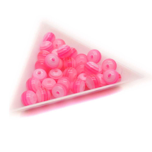 Leisure-Beads - 200 pink weiss gestreifte Acrylperlen 8mm - Schmuckzubehör