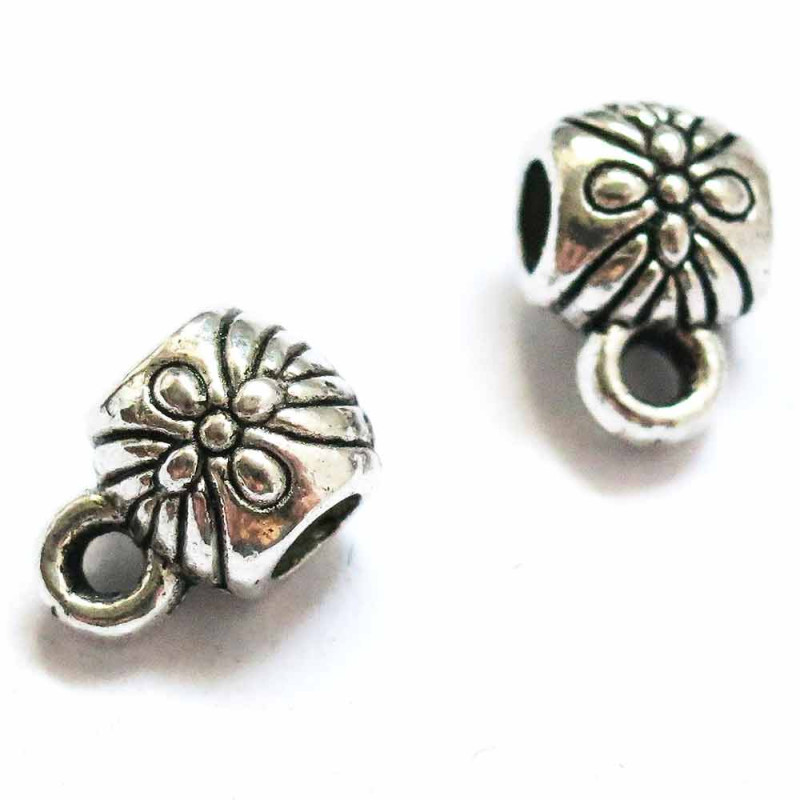 2x Tube Kettenverbinder Lederband 8x6,5x5,5mm Großloch Kettenverteiler silberfarben - Schmuckzubehör - Leisure-Beads DIY