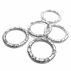 Leisure-Beads - 5x Herzmuster Ring 14mm geschlossen silberfarben - Schmuckzubehör