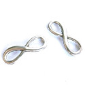 1x silberfarbenes Infinity 23x8mm Unendlichkeitszeichen Lederband Verbinder - Schmuckzubehör