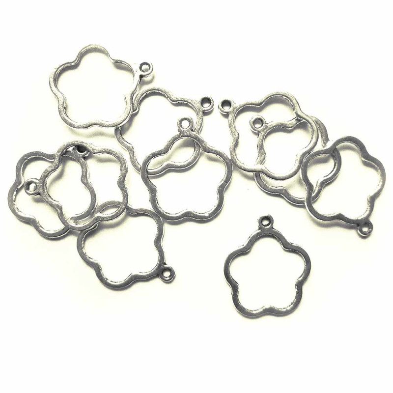 10x silberfarben Blume 20mm Schmuck Anhänger - Schmuckzubehör - Leisure-Beads DIY