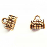 2x goldfarbene Kettenverbinder 7x4mm Innen 1,2mm Tube Lederband Kettenverteiler - Schmuckzubehör
