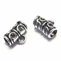2x Tube Kettenverbinder Lederband 11x9mm Großloch Kettenverteiler silberfarben - Schmuckzubehör