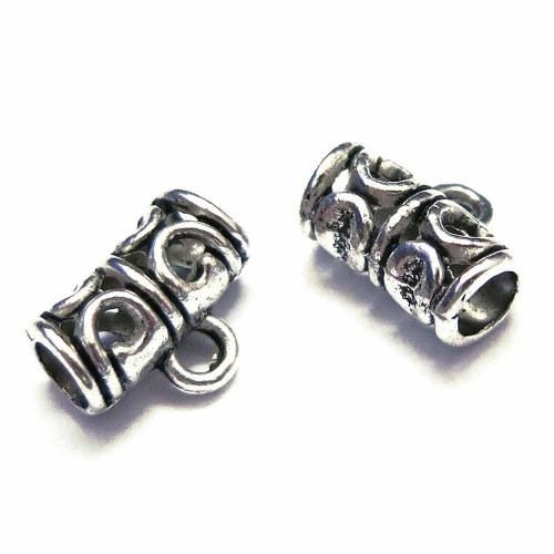 Leisure-Beads - 2x Tube Kettenverbinder 11x9mm Großloch silberfarben - Schmuckzubehör