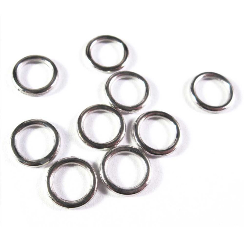 10x Acryl Ring 9mm geschlossen rund in silberfarben - Schmuckzubehör
