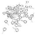 20x versilberte Schmuckhaken Perlenhaken 10mm hellsilber Anhängerösen zum Eindrehen - Schmuckzubehör