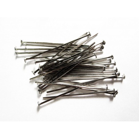 Leisure-Beads - 20 Nietstifte 40mm silberfarben Schmuckdraht mit Kopf - Schmuckzubehör