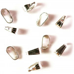 10x versilberte Collierschlaufe 6x3mm Anhängerhaken hellsilberfarben - Schmuckzubehör Collierschlaufe