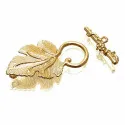 1x goldfarben Weinblatt Knebelverschluss messing Toggle - goldfarben Schmuckzubehör - Leisure-Beads DIY