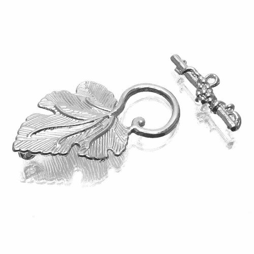 Leisure-Beads - 1x silberfarben Weinblatt Knebelverschluss Toggle - Schmuckzubehör