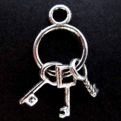 Leisure-Beads - 1x silberfarben Schlüsselbund 27x12,5mm Schmuckanhänger - Schmuckzubehör