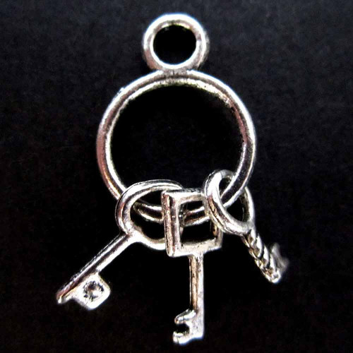 Leisure-Beads - 1x silberfarben Schlüsselbund 27x12,5mm Schmuckanhänger - Schmuckzubehör