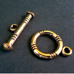 1x goldfarben Knebelverschluss Ring 12x16mm Toggle - Schmuckubehör