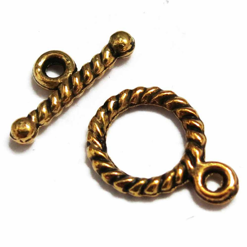 1x goldfarben Knebelverschluss Ringteil 14x10mm Toggle - Schmuckzubehör - Leisure-Beads DIY
