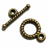 1x bronzefarben Knebelverschluss Ringteil 12x9mm Toggle - Schmuckzubehör Schmuckverschluss