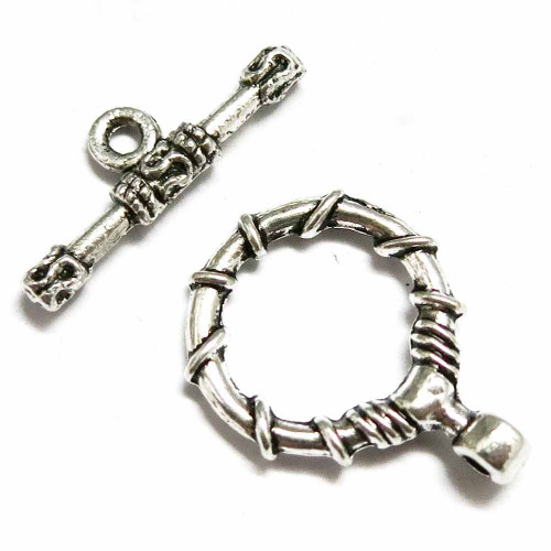 Leisure-Beads - 1x silberfarben Knebelverschluss 21x16mm Ringteil Toggle - Schmuckzubehör