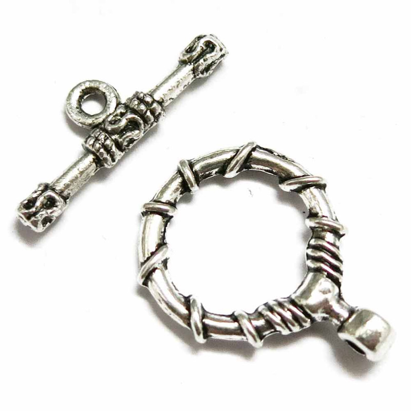 1x silberfarben Knebelverschluss 21x16mm Ringteil Toggle - Schmuckzubehör