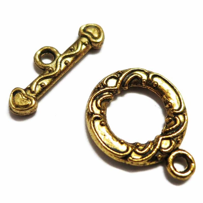 1x goldfarben Knebelverschluss Ringteil 17x13mm Toggle - Schmuckzubehör - Leisure-Beads DIY