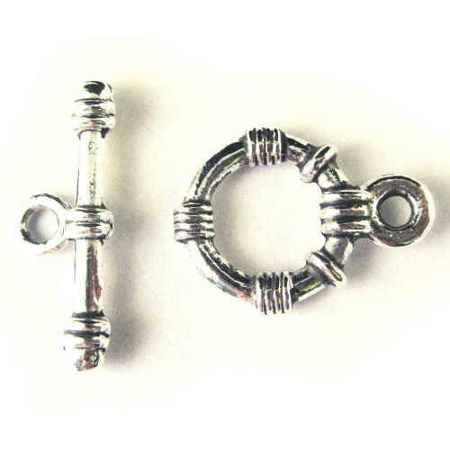 Leisure-Beads - 1x Knebelverschluss Ring 15mm silberfarben Toggle - Schmuckzubehör
