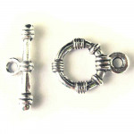 1x Knebelverschluss Ring 15mm silberfarben Toggle - Schmuckzubehör