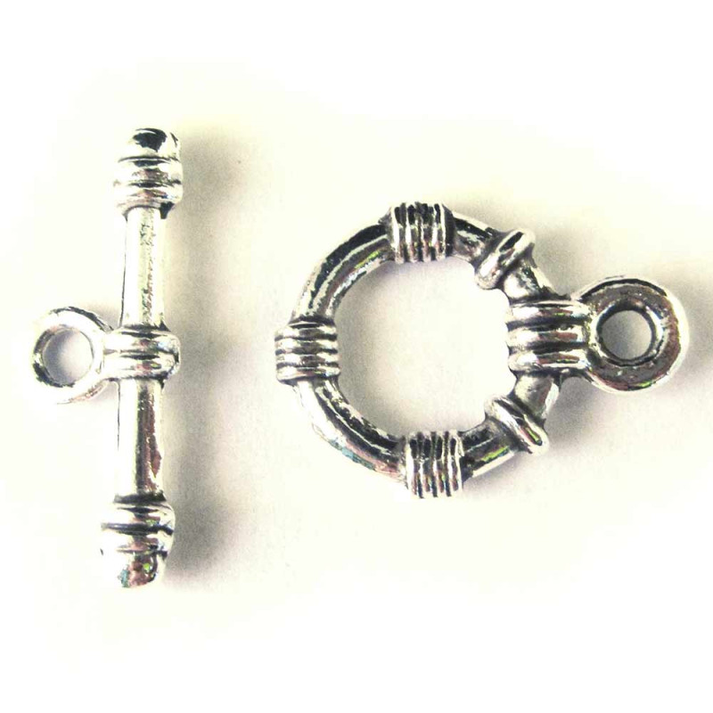 1x Knebelverschluss Ring 15mm silberfarben Toggle - Schmuckzubehör - Leisure-Beads DIY