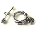 Knebelverschluss Toggle silberfarben Ringteil 15 mm