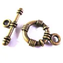 Bronzefarbener Knebelverschluss Ring 15mm Toggle - Schmuckzubehör Schmuckverschluss - Leisure-Beads DIY