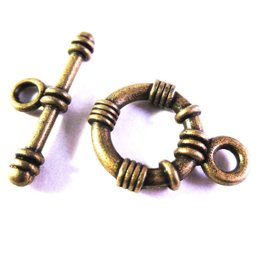 Leisure-Beads - 1x bronzefarben Knebelverschluss Ring 15x21mm Toggle - Schmuckzubehör Schmuckverschluss
