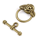 Bronzefarbener Rose Knebelverschluss Ringteil 16x18mm Toggle - Schmuckubehör