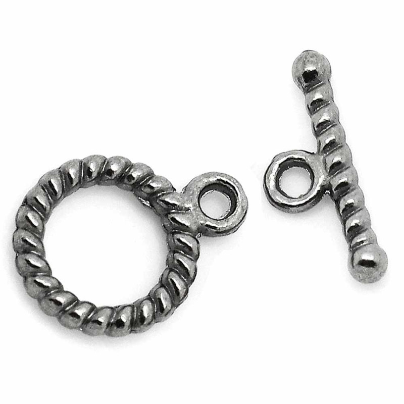 1x gunmetal Knebelverschluss 14x10mm Toggle - Schmuckzubehör