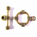 2x goldfarbener Knebelverschluss Ringdurchmesser ca. 14 mm goldfarbener Toggle - goldfarben Schmuckzubehör Schmuckverschluss