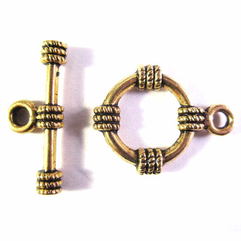 1x goldfarben Knebelverschluss Ring 14mm Toggle - Schmuckzubehör Schmuckverschluss - Leisure-Beads DIY