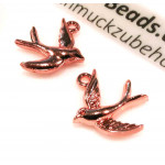 1x rosegoldfarben Anhänger 16x14mm Schwalbe Vogel - Schmuckzubehör