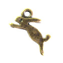 2x flache bronze Osterhase Anhänger ca. 14x8x1mm bronzefarbener Schmuckanhänger - Schmuckzubehör