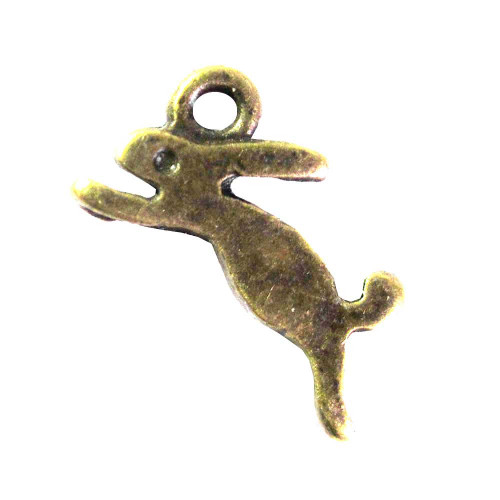 Leisure-Beads - 2x bronzefarben Osterhase Anhänger 14x8x1mm - Schmuckzubehör