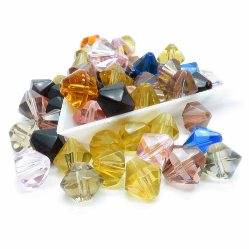 Leisure-Beads - 49g Glasperlen in Rhombenform 8mm bunter Perlenmix﻿ Schmuckzubehör