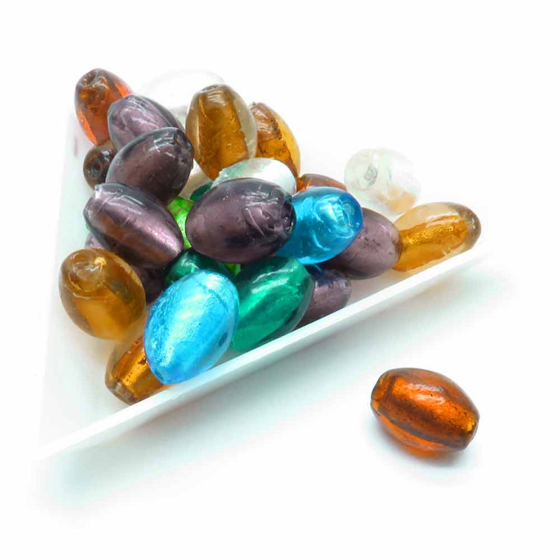 35g Perlenmix 13x8mm Lampwork Glasperlen - Schmuckzubehör - Leisure-Beads DIY