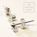 2x 925er Sterling Silber Ohrstecker 14x5,5mm mit Öse und Stoppern - Schmuckzubehör