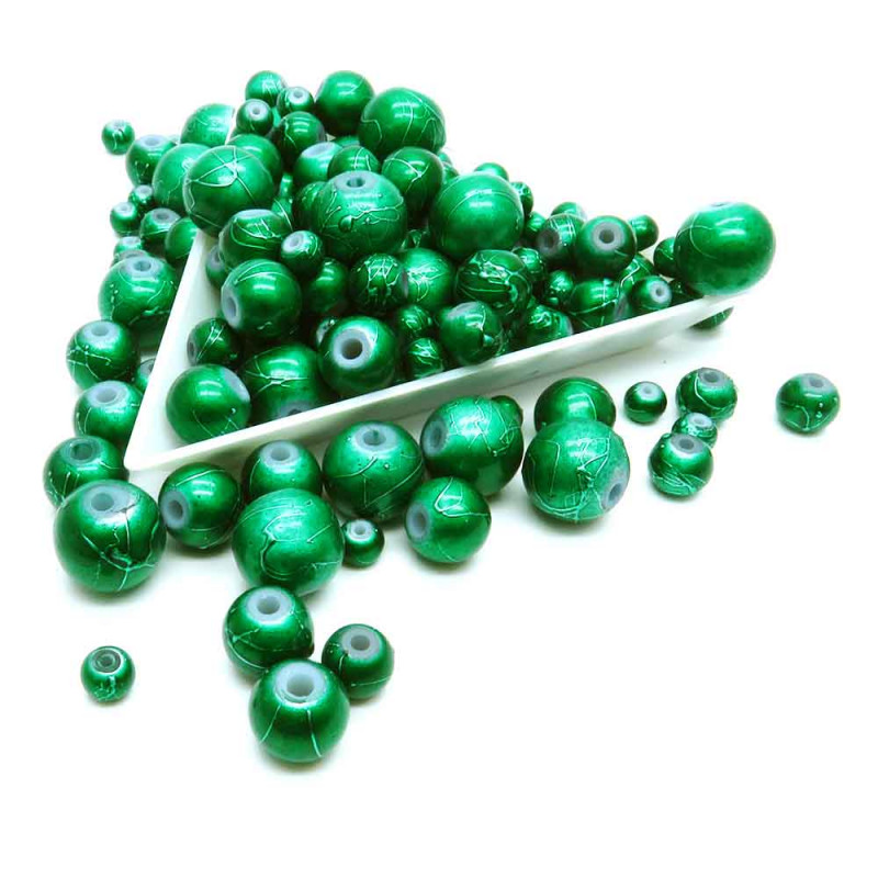 59g grün metallic Acryl Perlen 4-10mm Perlenmix - Schmuckzubehör - Leisure-Beads DIY