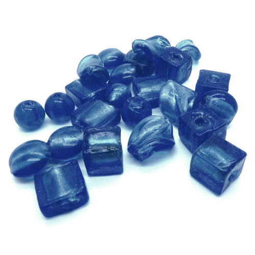 Leisure-Beads - 25 Stück blaue Perlen im Mix 15-8mm Lampwork Glasperlen - Schmuckzubehör