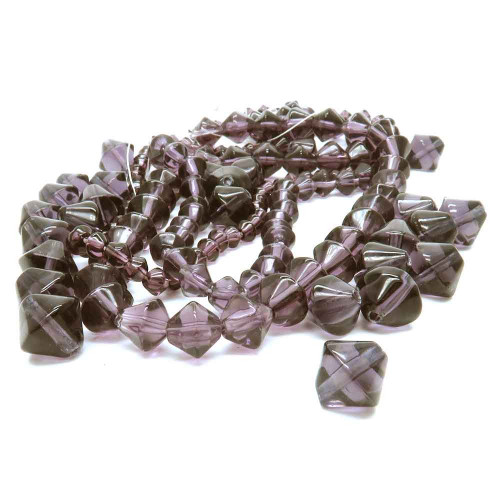 Leisure-Beads - 65g amethystfarbene Glasperlen Mix in Rhombenform 3,5-9,5mm