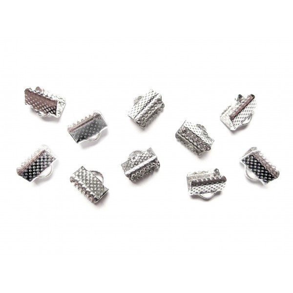 10x hellsilberfarbene Bandklemme 10mm Bandverbinder - Schmuckzubehör