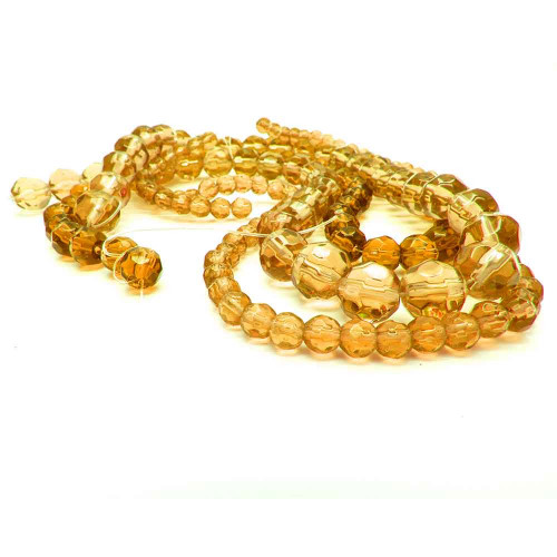 Leisure-Beads - 3 Stränge hellbraune Glasperlen 4,6,8mm rund - Schmuckzubehör