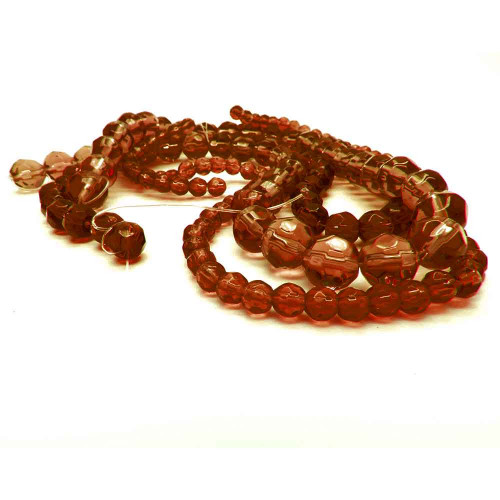 Leisure-Beads - 3 Stränge dunkelbraune Glasperlen 4,6,8mm rund - Schmuckzubehör